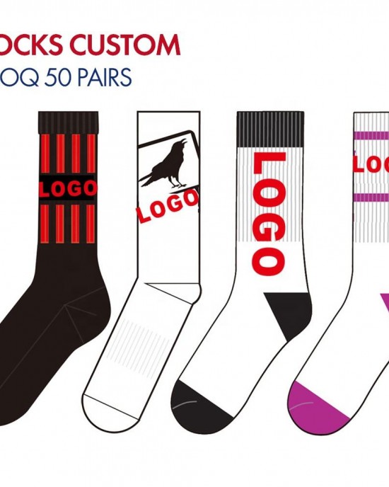 Quentin High Quality Custom Sports Embroidery Socks Cotton Crew Embroidered Socks Grip Unisex Custom logo