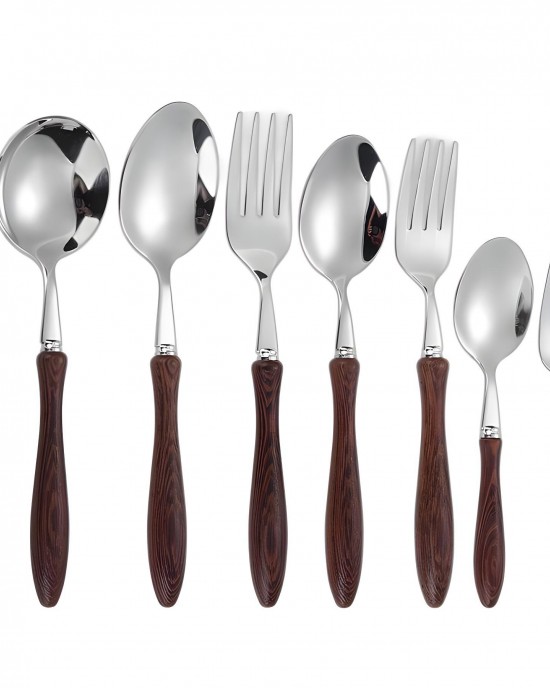 Silverware 304 Stainless Steel Knife Spoon and Forks Flatware Party Wooden Handle Silver Cutlery Sets