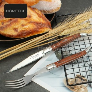 Luxury Flatware Set with Pakka Woodhandle Stainless Steel Steak Knife and Laguiole Cutlery Metal Material