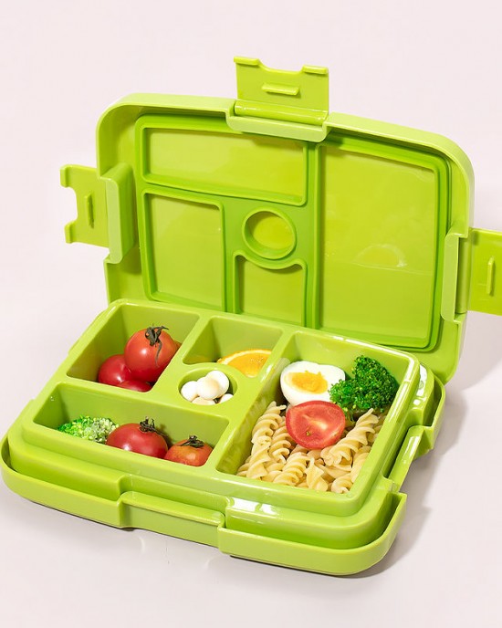 New Arrival Plastic School Lunch Box Kids Reusable Leakproof 4 Compartments Food Storage Container Bento Box