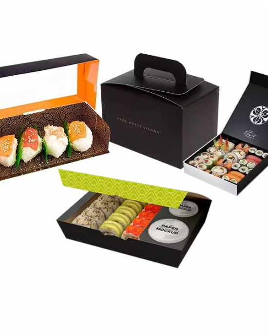 Wholesale Customize Takeaway Disposable Cardboard Paper Food Bento Lunch Sushi Box with Compartments