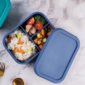 Unbreakable Dishwasher Freezer Safe Leakproof Snack Box Lunch Container Silicone Bento Lunch Box for Kids Toddlers Adults