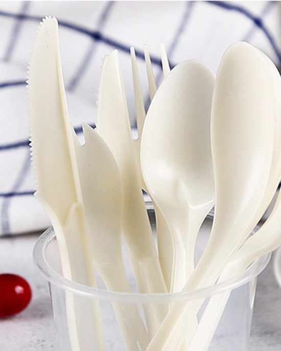 Disposable Cutlery Eco Compostable Biodegradable Plastic Utensils Knife Forks Spoons Corn Starch Cutlery Plastic