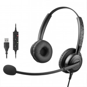 Top Selling Wired Stereo Call Center Headset Noise Cancelling Headphones With USB Microphone Telephone Headsets for Computer