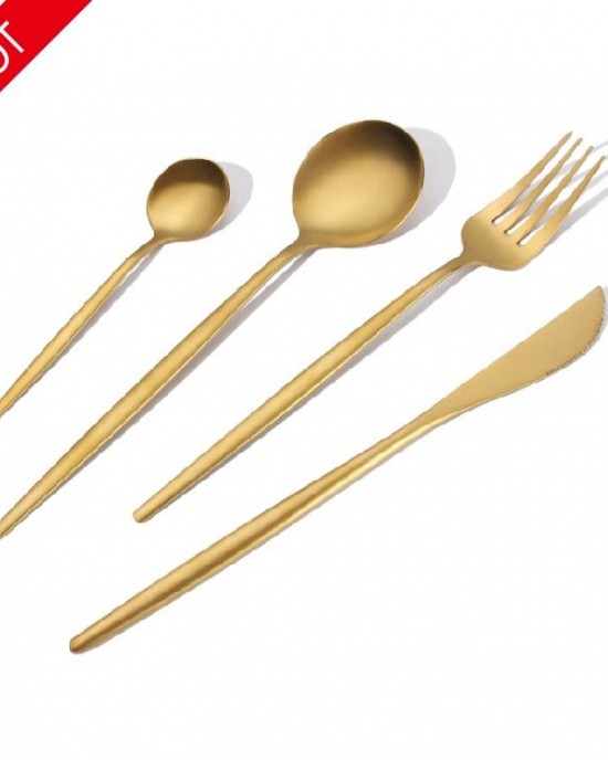 Nordic High Quality Stainless Steel Gold Flatware, Matte Gold Cuttlery Cutlery Set Spoon Fork Knife