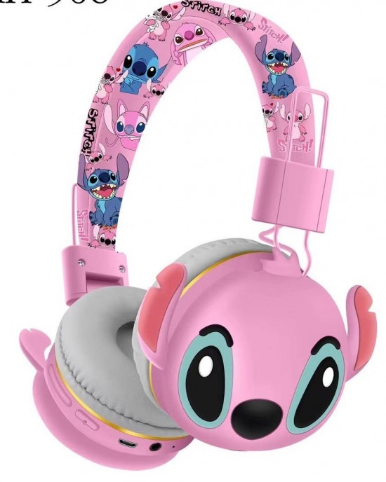 Kids Foldable Stitch AH-906 Wireless Earphones Cartoon Cute Children's Head-Over BT 5.0 Headset Stereo Gifts Headphones