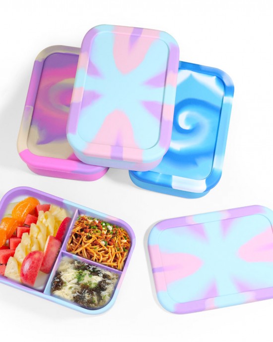 Custom Bpa Free Eco Friendly Food Storage Containers Snack Box School Lunchbox Children Kids Silicone Bento Lunch Box