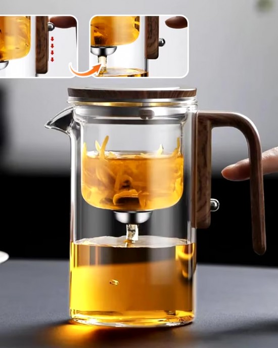 Large Capacity 600ml High Borosilicate Glass Teapot PVC Handle Magical Heat Resistant Water Separation Inner Coffee Tea Set