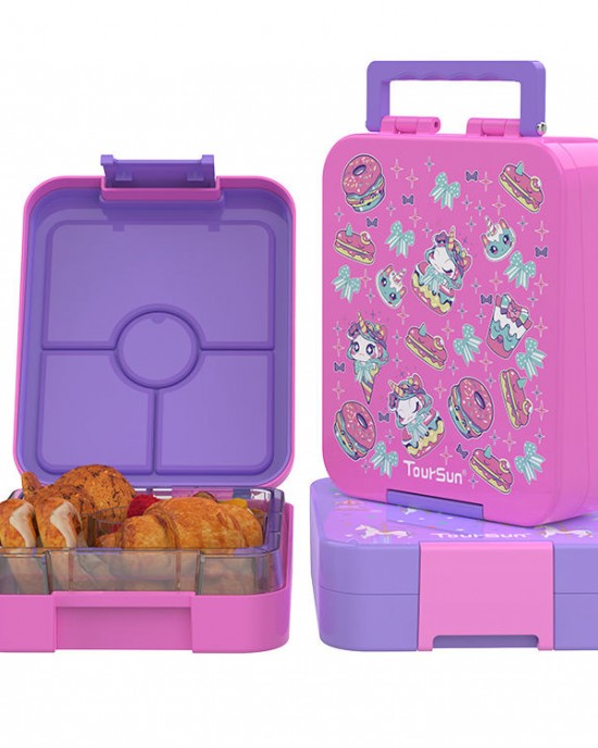 Children 4 Compartment Plastic Office School Lunch Container Kids Bento Lunch Box For Kids