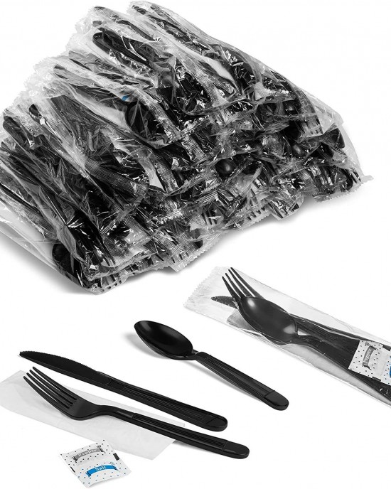 Plastic Spoon Plastic Fork Disposable Plastic Cutlery Set Includes Forks Spoons & Knives for Restaurant Takeout