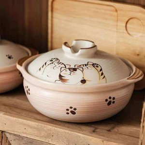 Fu Mao Series Japanese Ceramic Casserole Korean-Style Hand-Painted Soup Porridge Pot High Temperature Resistant Metal Glass Box