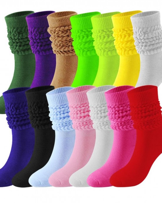 Wholesale Plain Extra Long Slouchy Scrunches Stacked Socks Girl Women Scrunch Slouch Socks