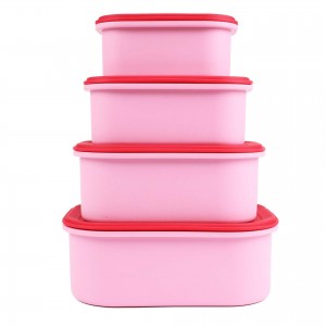 Reusable Eco-Friendly Silicone Rectangle Silicone Bowl Silicone Storage Food Containers Kids Bento Lunch Box