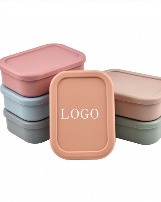 Custom logo Environmental Food Grade Portable Crisper for Children Adult Silicone Bento Lunch Box