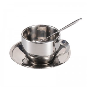 Exquisite Coffee Cup Set with Double Walls and Spoon Stainless Steel Cup for Coffee Tea Cup