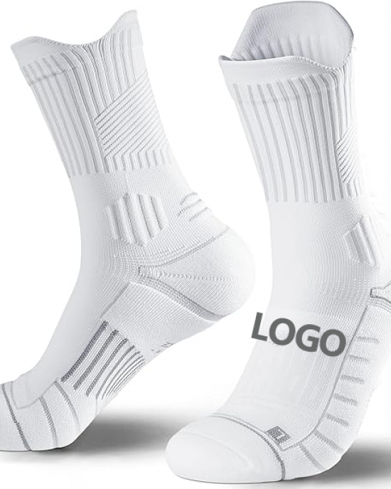 Custom Mens Socks Sports Custom Socks logo White Running Grip Designer Crew Unisex Ankle Calcetines Athletic Soccer Cotton