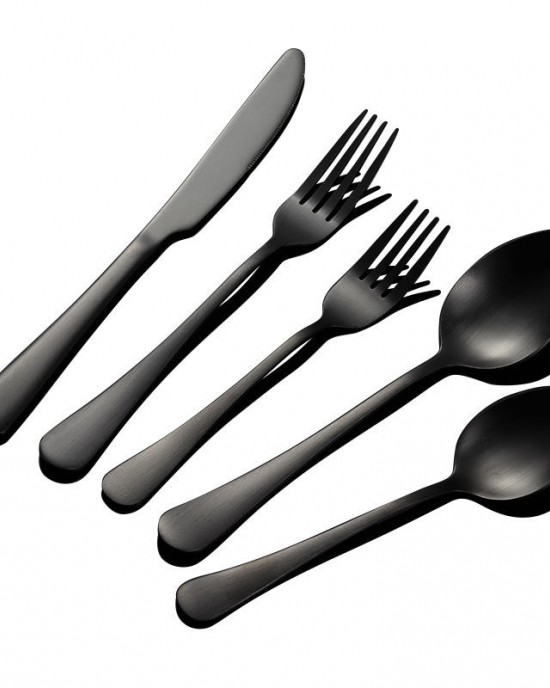 Wedding Restaurant Cutlery Set Knife Spoon Fork Cutlery Black Tableware Set