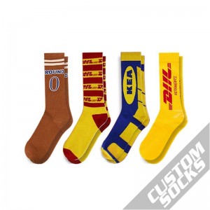 FREE DESIGN & MOCK-UP Made Own Pattern Cotton Men Sock Custom Labels Sock Custom Logo Private Label Socks