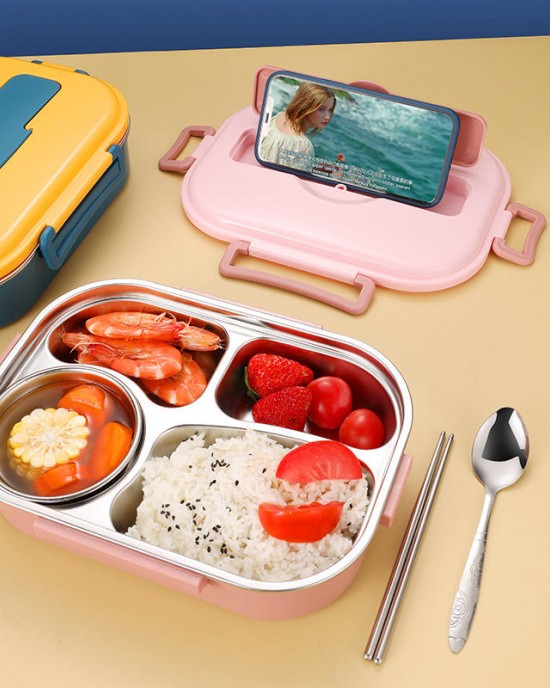 Choice Fun Food Grade 304 Stainless Steel Sealed Leak Proof High Capacity Lunch Bento Box Compartment Design With Cutlery