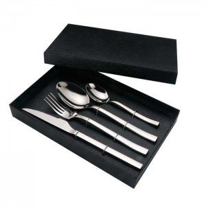 Stainless steel tableware knife and fork spoon square handle steak knife Western food 4 piece set gift box set