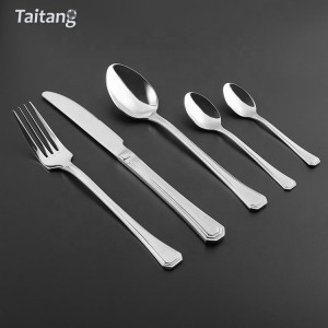 Stainless Steel Cutlery Set Restaurant Spoon Fork Knife Sets Stainless Steel 5 Piece Silver Cutlery Set