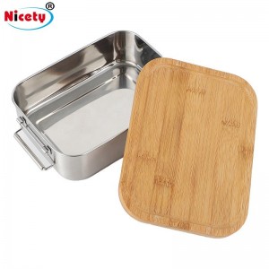 High Quality 1200ML Food Grade SUS304 Food Container Tiffin Box Bento Stainless Steel Lunch Box With Bamboo Lid