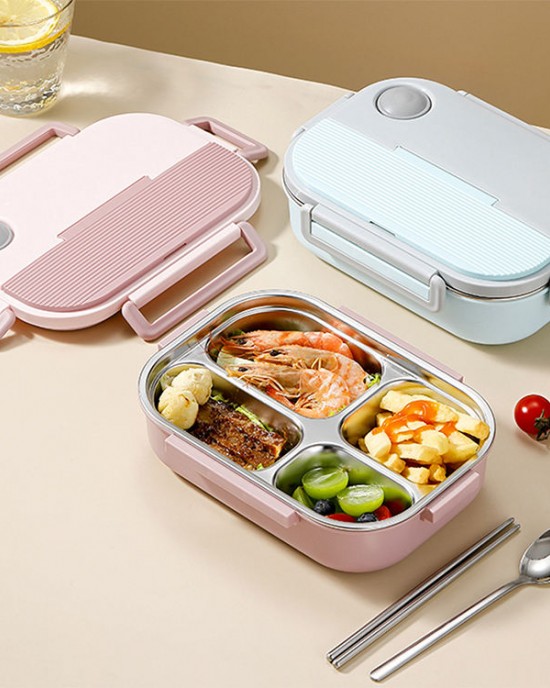 Portable Food Containers Bento Box Compartment Design Dishwasher Safe 304 Stainless Steel Lunch Box