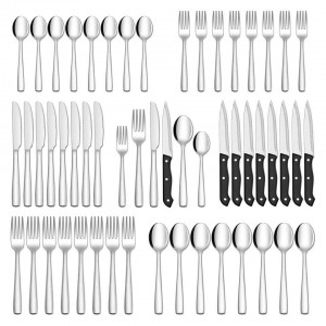 Wholesale 36/48/72 Pieces Restaurant Silverware Forks Spoons Steak Knives Silver Flatware Stainless Steel Cutlery Set