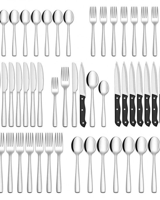 Wholesale 36/48/72 Pieces Restaurant Silverware Forks Spoons Steak Knives Silver Flatware Stainless Steel Cutlery Set