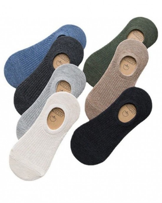 Summer Invisible Socks 100% Cotton Casual Socks Silicone Gel Anti Slip Boat Men's Socks