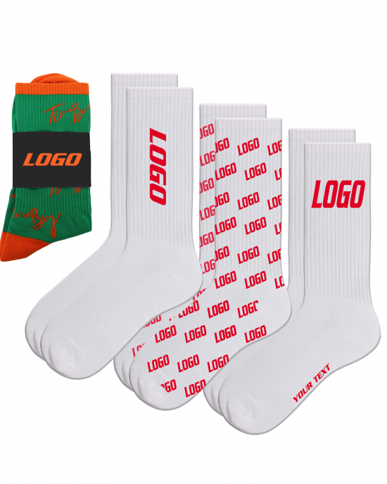 High Quality Low MOQ 100% Cotton Fashion Crew Socks logo Custom logo Socks Custom Socks