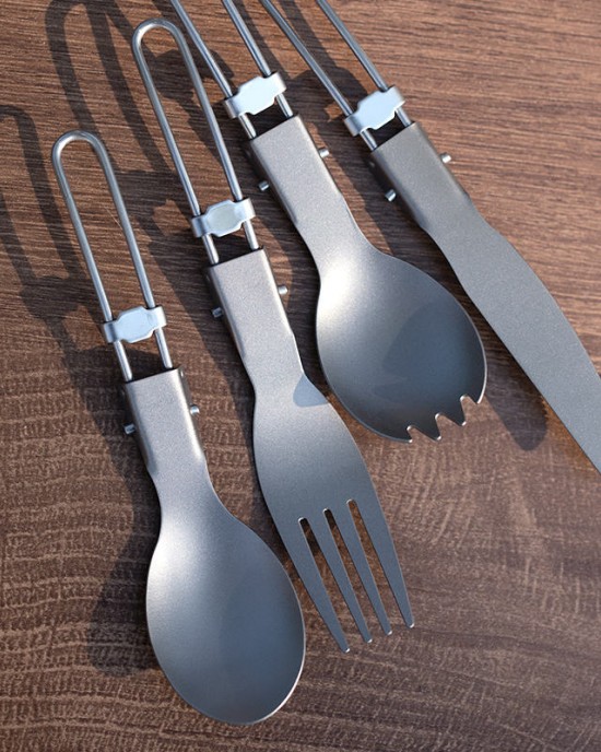 Titanium Spoon Fork Knife Cutlery Sets Portable tableware for Outdoor Camping Equipment camping cutlery set