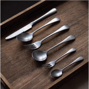 Cutlery Set Retro Tableware Stainless Steel Dessert Spoon Silverware Dinnerware Set Kitchen Utensil Knife Fork Spoon