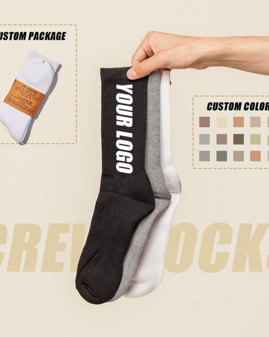 Free Sample Custom Crew Socks High Quality Custom logo Men Socks Unisex Streetwear Gym Socks