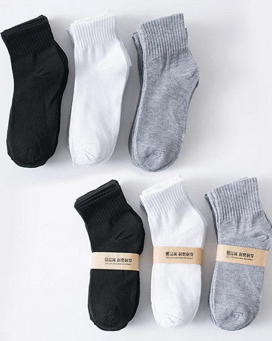 Solid Crew Socks Breathable Socks Man