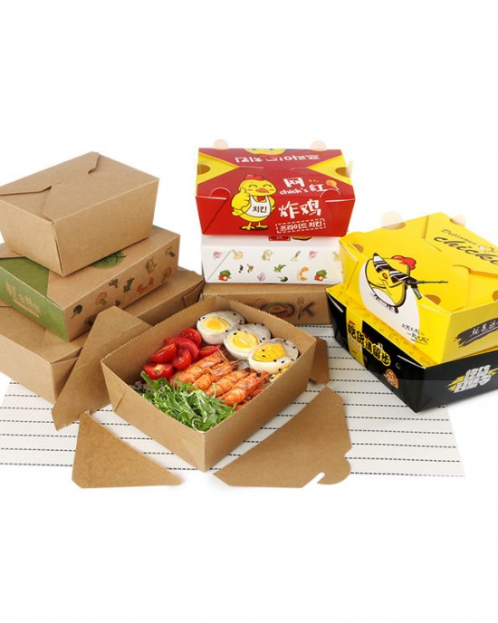 Lunch Box Food Gift Package Mooncake Box Offset Printing Disposable Kraft Paper Custom Factory Supply Brown Food Paper Box