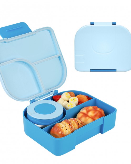 3 Compartments Bento Lunch Box Microwave Freezer Safe Airtight Portable School Lunch Boxes For Children