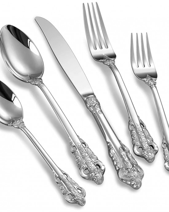 Baroque Stainless Steel 3pcs Court Vintage Cutlery Set Western Dinner Knife Fork And Spoon Sets Wash Safe Flatware