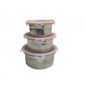 Wholesale High Quality Stainless Steel Lunch Boxes Home Life with round Cover for Fruit and Food Storage