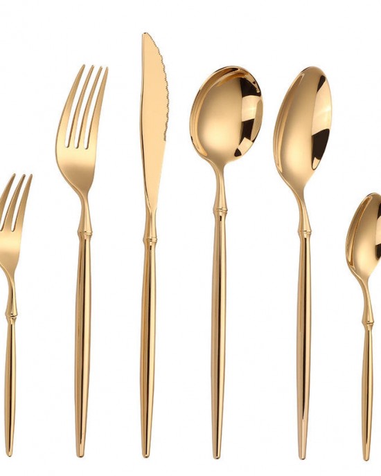 Ballet Shiny Gold Stainless Steel Flatware Golden Metal Dinner Knife And Fork And Spoon For Hotel And Restaurant Cutlery