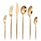 Ballet Shiny Gold Stainless Steel Flatware Golden Metal Dinner Knife And Fork And Spoon For Hotel And Restaurant Cutlery