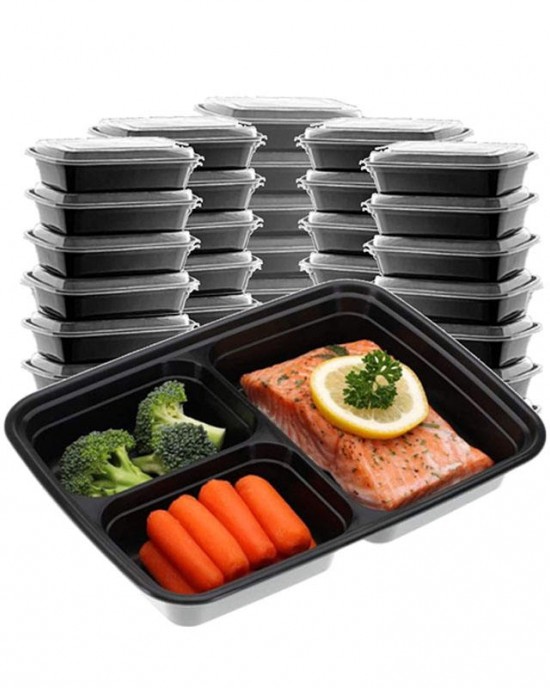 3 compartments Disposable Plastic Food Box Take Away Food container 2 Compartments Lunch box Bento Box with Lids