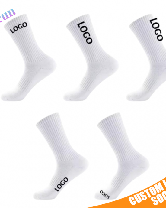 Womens Sports Socks Custom Packing Logo Athletic Tube White Socks Men Knitted Socks