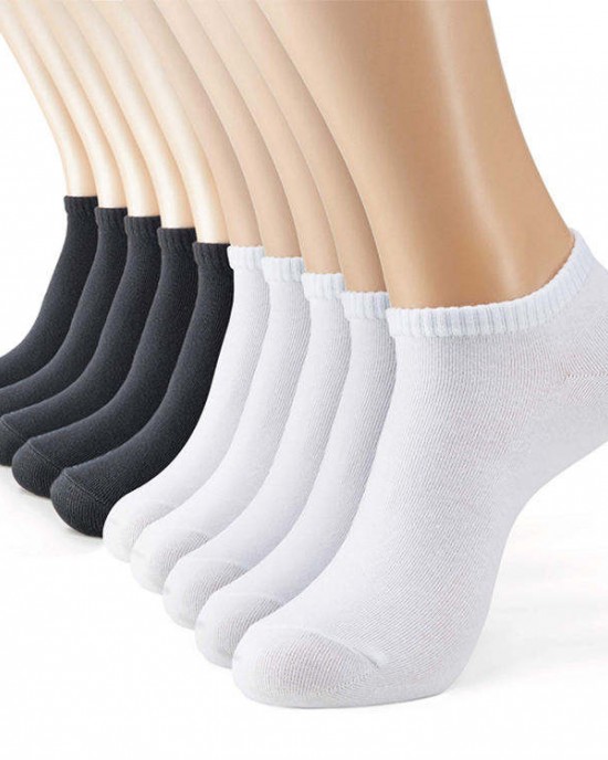 Men Women Performance Cotton Short Ankle Socks, Factory Wholesale Black White Ventilating Breathable Cushioned Low Cut Socks.