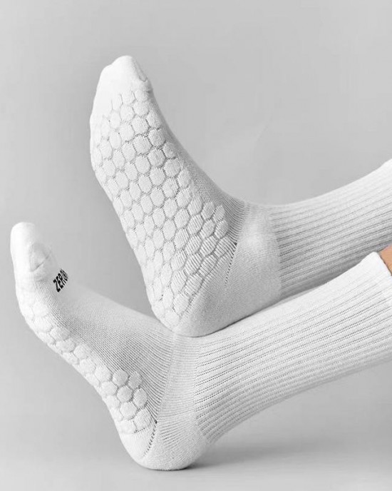 Top Quality Men's Combed Cotton Knitted Honeycomb Socks Massage Bottom Breathable Fitness Sports Leisure Crew Terry Socks