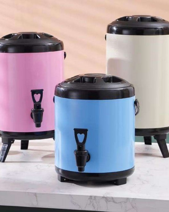 Customization Stainless Steel Thermos Bucket Keep Warm Insulation Barrel Pot Milk Tea Bucket With Faucet