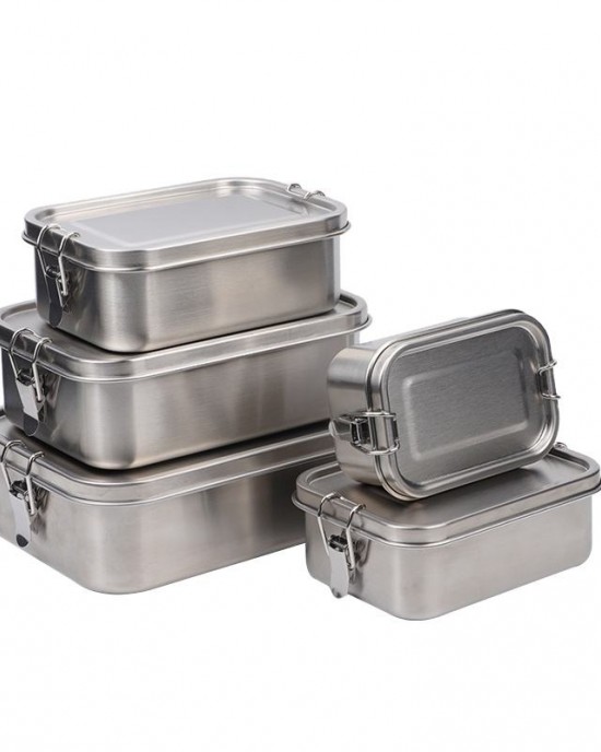 Nicety Food grade 304 leakproof stainless steel lunch box 800/1200/1400ml silicone seal ring square steel lunch box