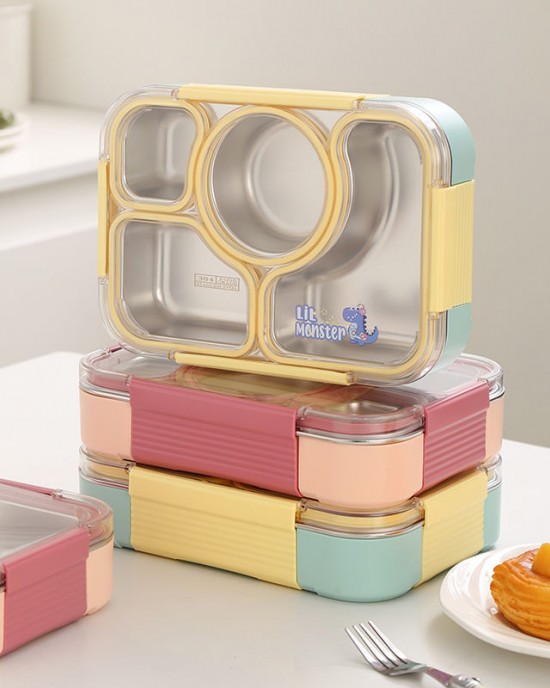 Reusable on the Go Meal Leak Proof Stainless Steel School Lunch Boxes Kids Bento Tiffin Lunch Box for School Children Kids