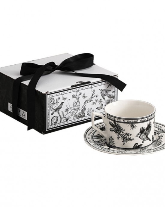 British French Classic Flower and Bird Pattern Afternoon Tea Coffee 1 Cup 1plate Set the Saucer Ceramic Set Gift Luxury Style